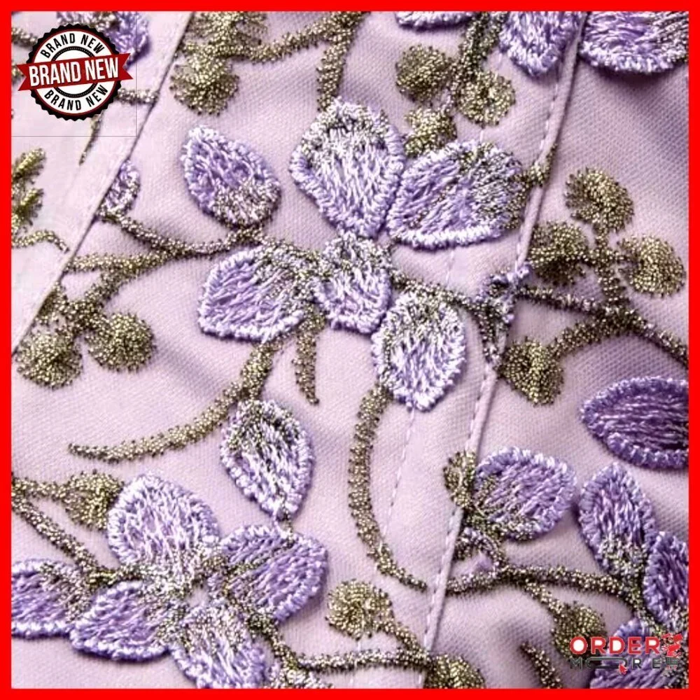Embroidered Floral Bustier Corset Top Strapless Boned Vintage Y2K Chic